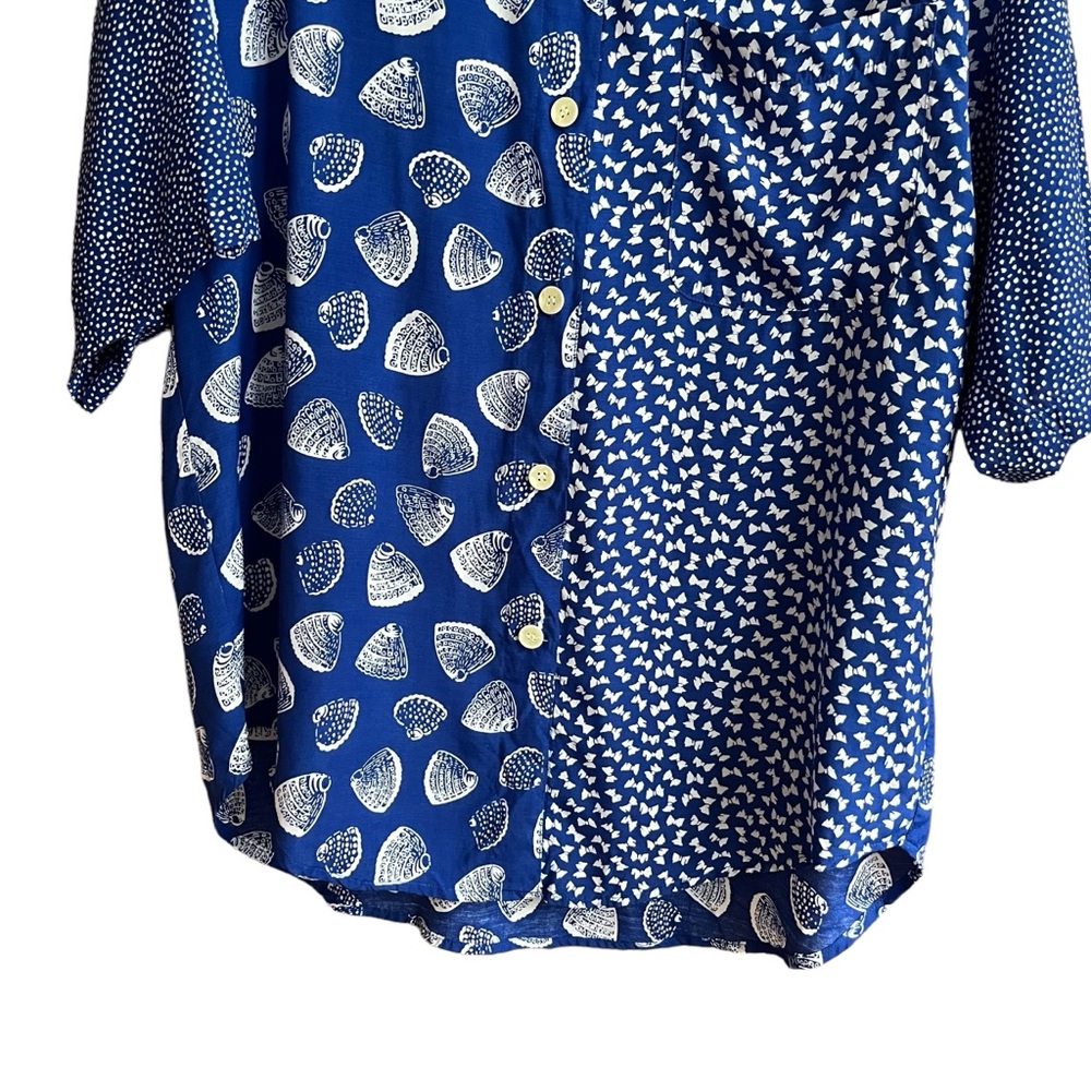 Vintage Weathervane Button Up Top Patchwork Beach… - image 3